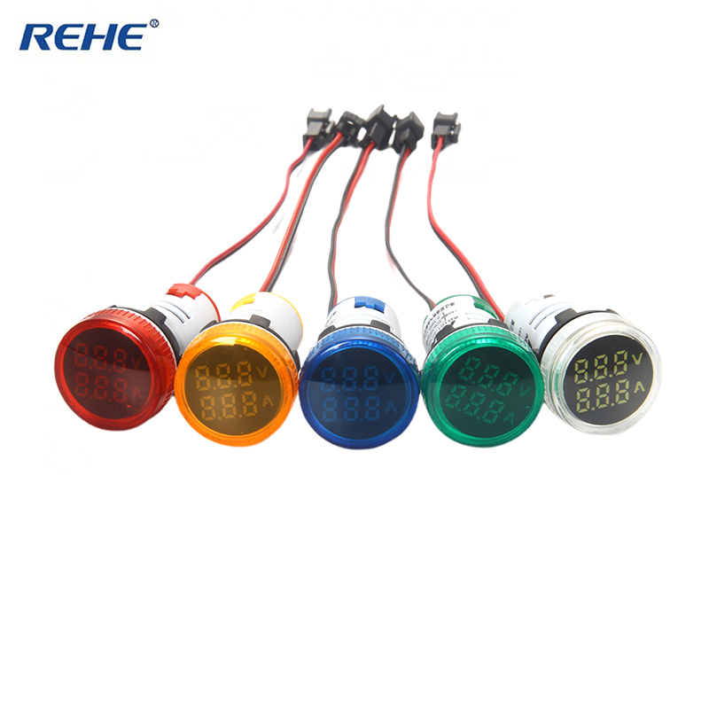 22mm 220V AC Digital Display Ampermeter Monitor Current Indicator Signal Light Ammeter Tester Measuring 0-100A Ampere