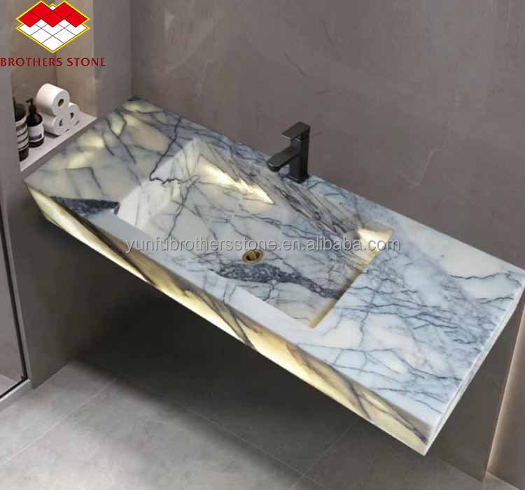 Natural Stone Decorative Sink Calcatta Viola Marble Wash Basin for Luxury Bathroom