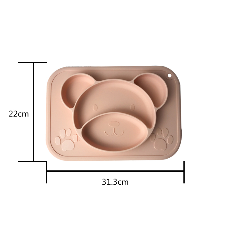 Customized Bear Shape Silicone Feeding Set Baby Plates Bpa Free