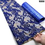 Bridal Lace Sequins Embroidery Embroidered Polyester velvet lace for wedding