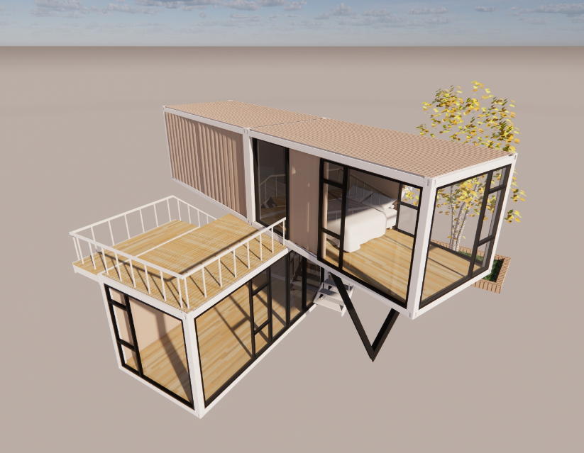 20ft or 40ft Luxury Design Two Layers Apartment Fabricated Living Portable Container House with Aluminum Alloy Windows