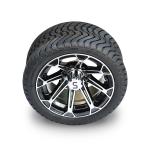 12 Inch Machined Black Wheel And 215/35-12 Tire Assembly No Lift Required