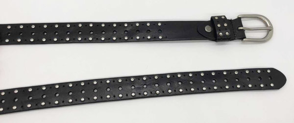 Nickel Flat Studs Ladies Studded Belt , Thin Studded Belt Dark Brown Color