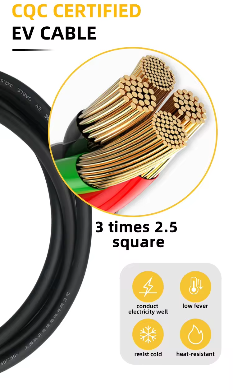 Type2 16A EV Charging 5m Connect Line 3.5kW EV Single Gun for 220V AC Input Voltage