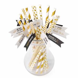 Quality Durable Thick Metallic Paper Straws Resuable Christmas Paper Drinking Straws wholesale