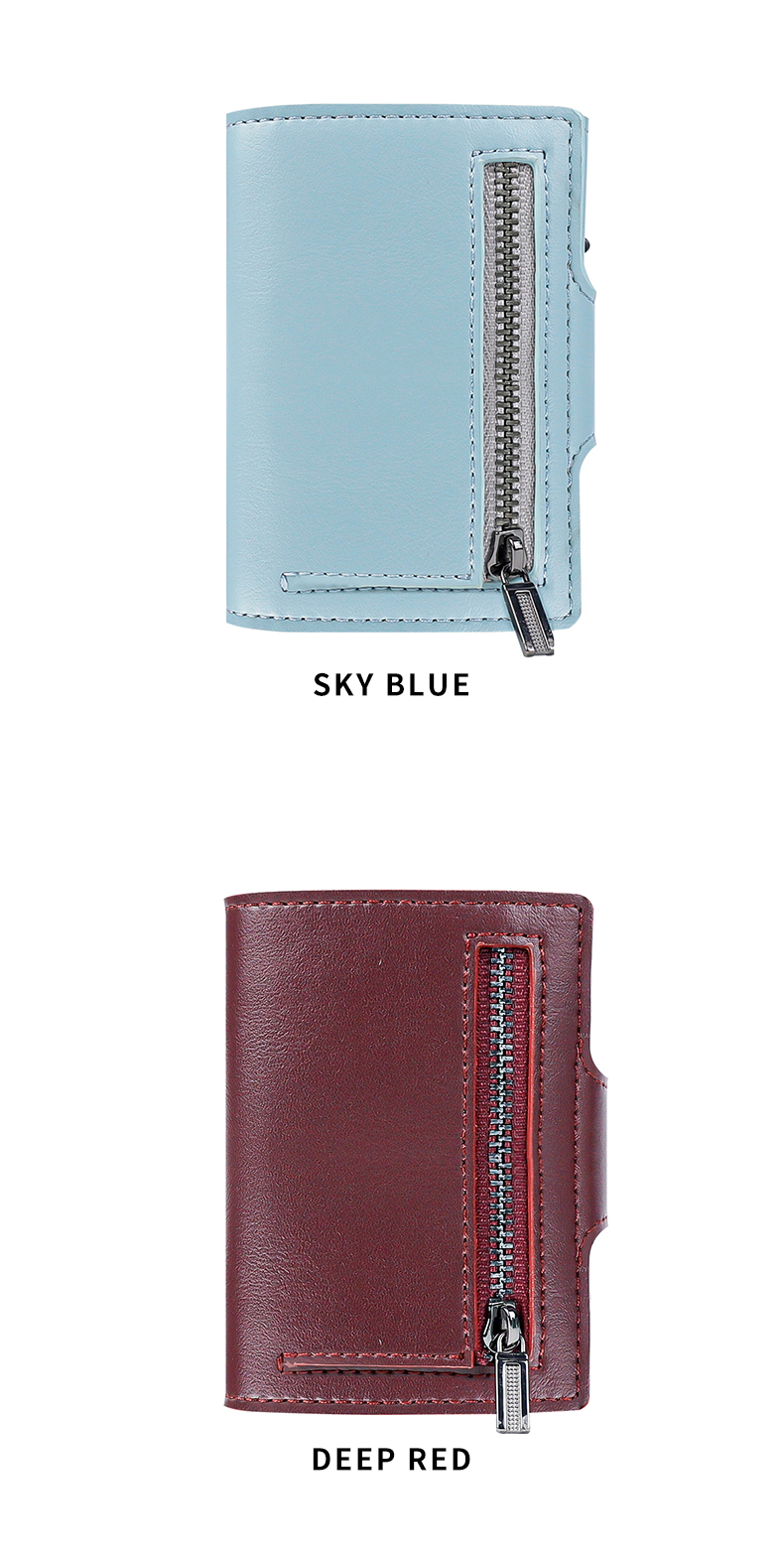 RFID Credit Card Holder Wallet with Aluminium Leather and Pop up Feature in PU Leather