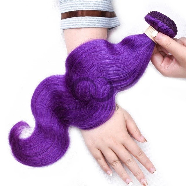 Purple Body Wave Remy Human Hair Bundles Sew In Weave Bundles Brazilian Bundle Deals