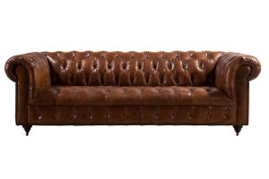 Quality Classical 240cm Chesterfield Style Couch Button Tufted Leather Sofa wholesale