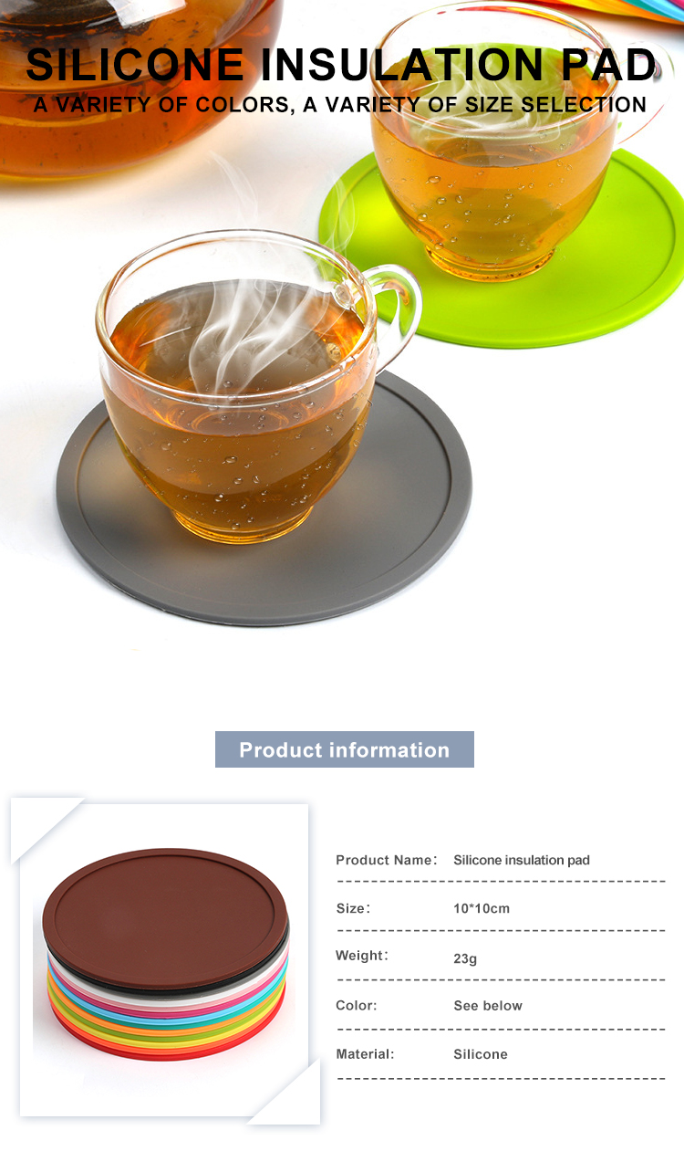 Cheap Custom Logo Round Silicone Tea Cup Placemats Silicone Coaster