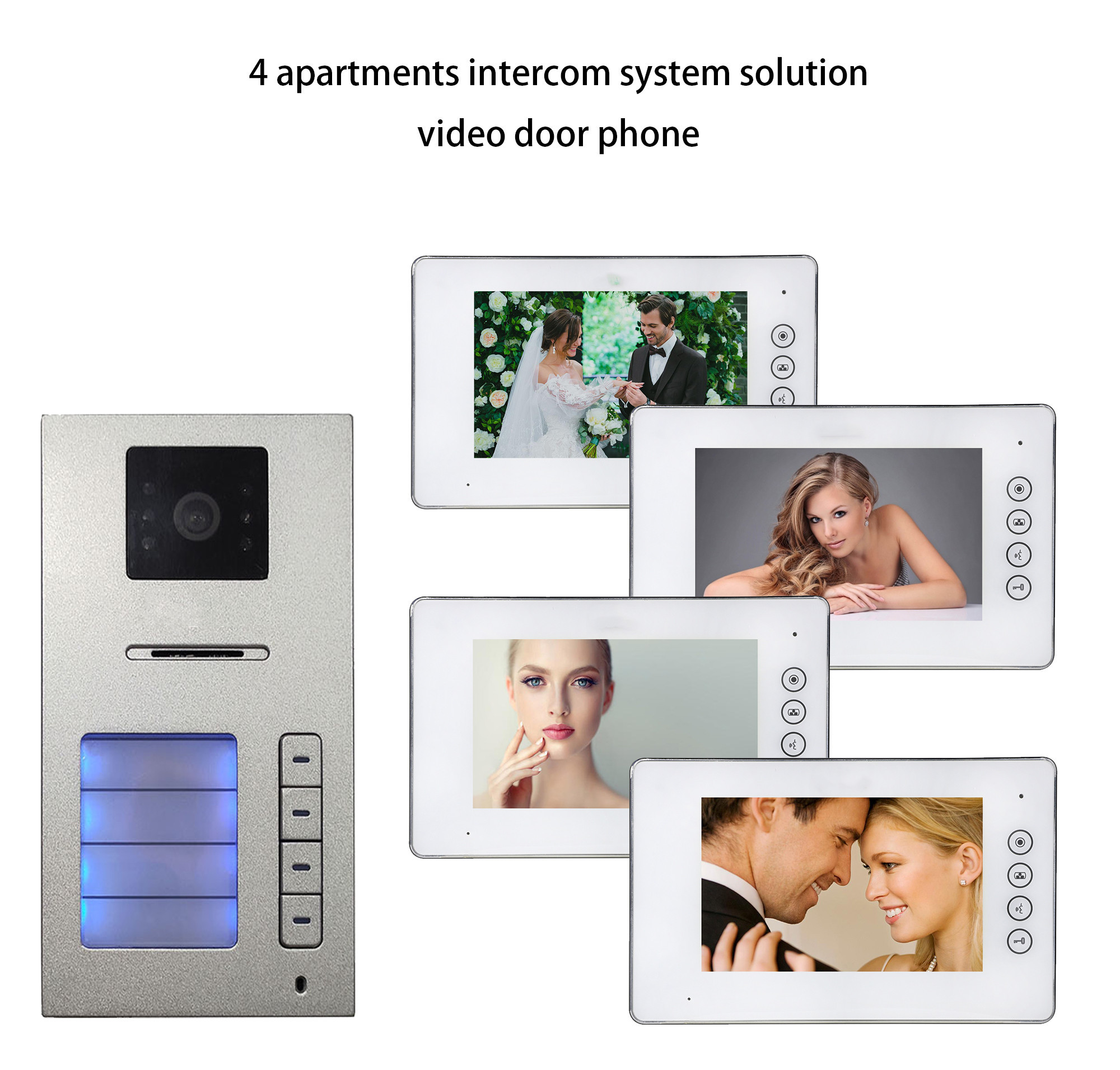 For 2 Apartments 2 Wire Video Doorbell 2MP HD Intercom Camera With Name Plate