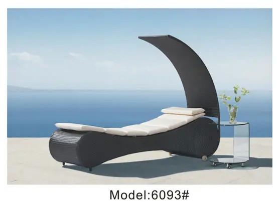 Plastic beach poolside lounge chair rattan wicker chaise lounge chairs canopy