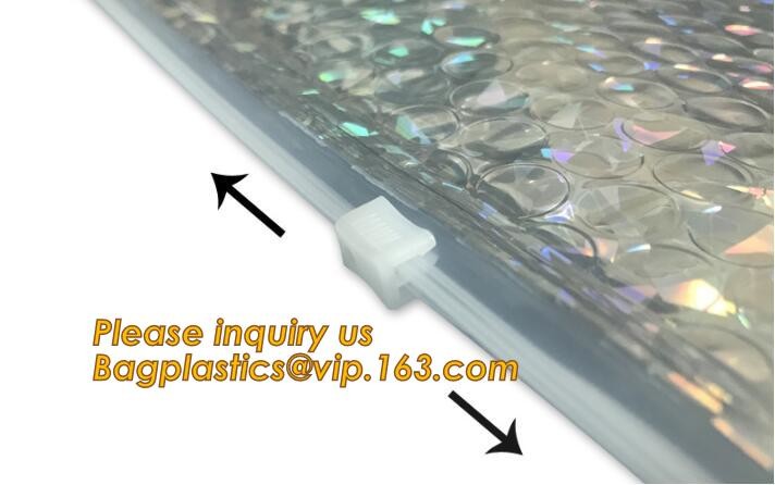 Cosmetic Pink Slider Padded Bag/Silver k Bag With Bubble,Padded Envelopes Cheap Aluminium Foil k Holographic