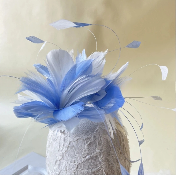 Millinery Supplies Goose Feather Flower Mount with Wire Accessory in 15*15 cm Size