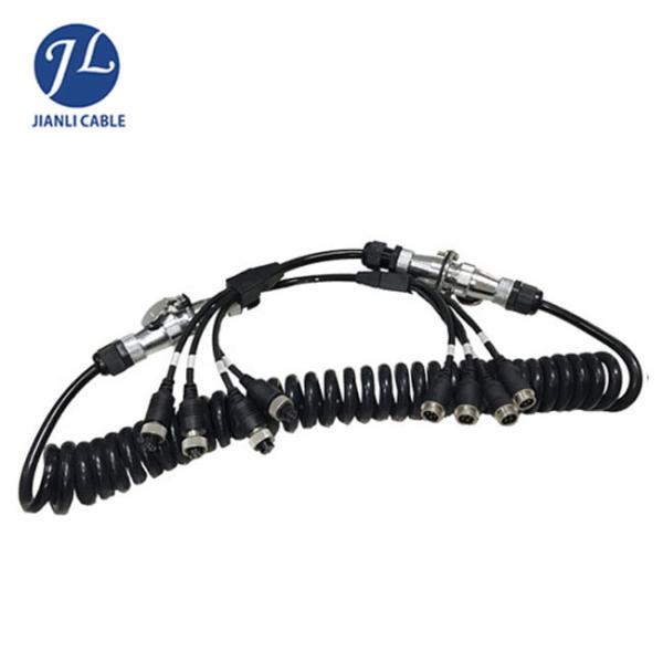 Truck Rear View Camera System Truck Trailer Coiled Cable , Waterproof 7 Pin