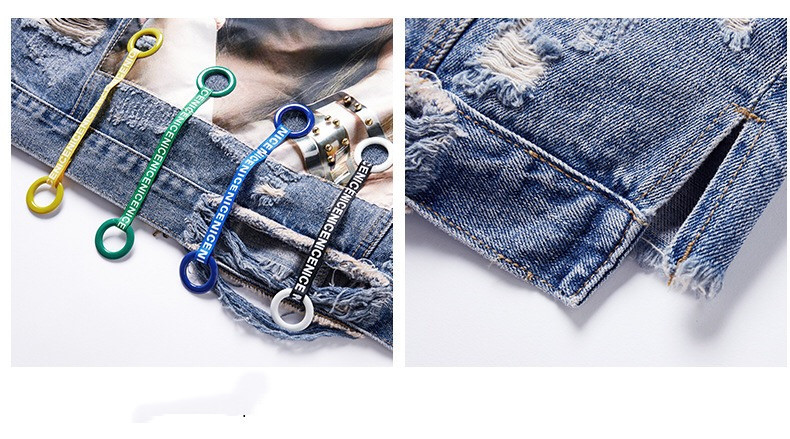 custom clothing factory China Printed Personality Ladies Jackets Coats BF Loose Fit Denim Jacket