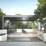 Aluminum Louvered Pergola Villa Yard Electric Flip Louvered Pergola