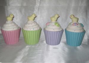 Quality Fashionable Ceramic Kitchen Canisters Hand Painted Easter Cupcake Trinket Box wholesale