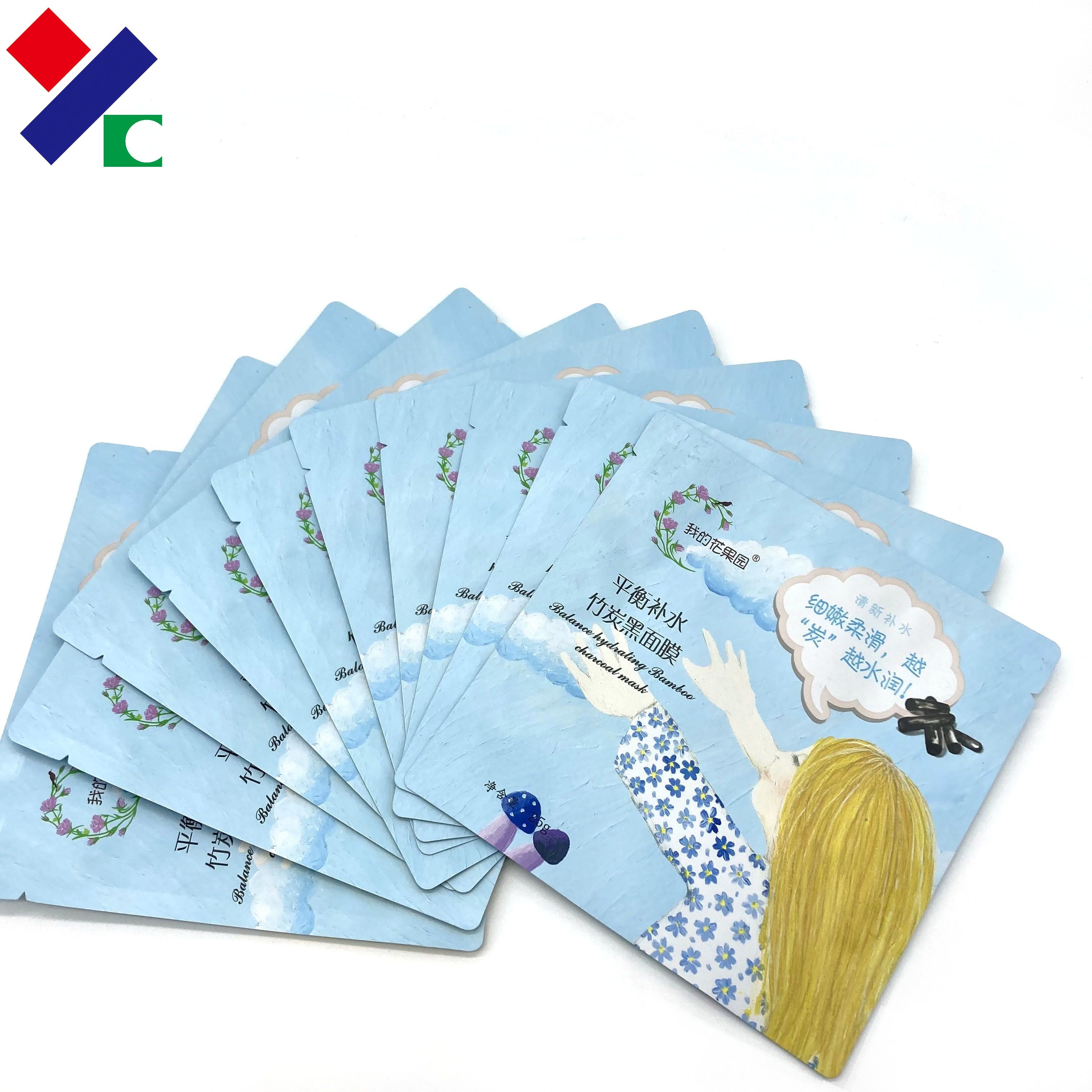 Rotogravure Printing Three Side Seal Pouch Facial Mask Packaging Aluminum Foil Lining Inside