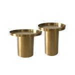 Living Room Round Stainless Steel Side Table With Brushed Gold Metal Base