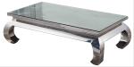L138cm Rectangle Glass Top Coffee Table With Stainless Steel Legs