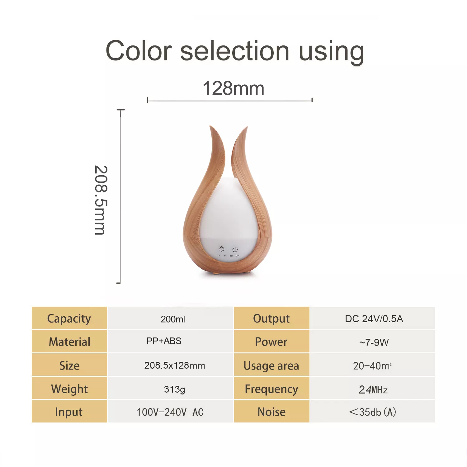 HOMEFISH 200ml Wood Grain Humidifier Aromatherapy Aroma Essential Oil Diffuser