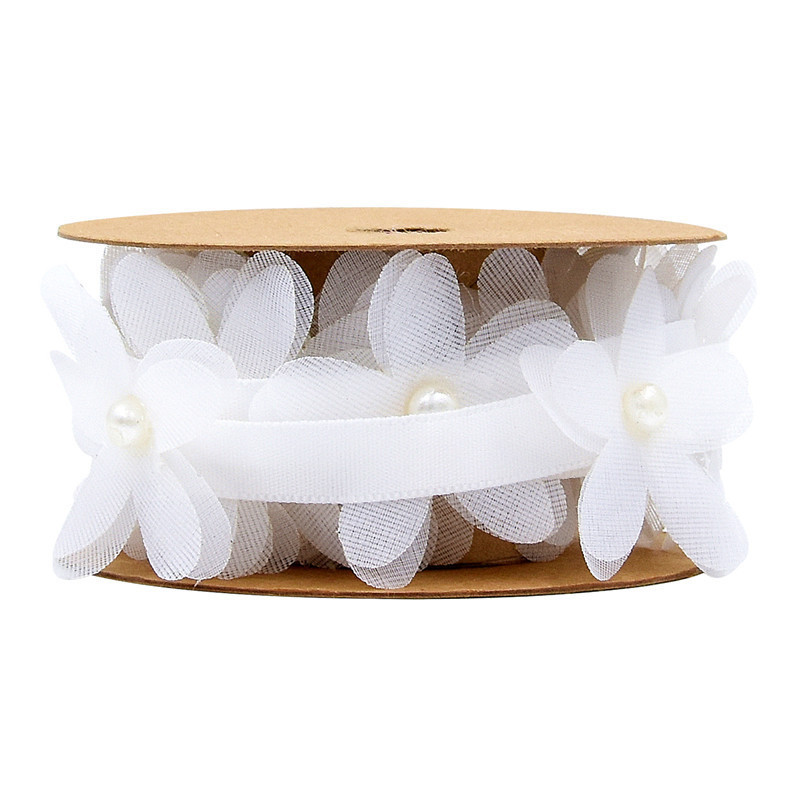 40mm*2m Polyester Floral Ribbon Trim OEM ODM Flower Lace Ribbon