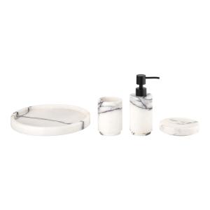 Quality 4pcs Marble Bathroom Accessories Set With White Round Shape wholesale