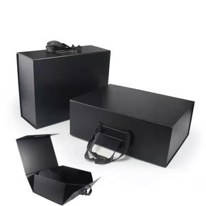 Quality Magnetic Flip Rigid Cardboard Packaging Black Kraft Boxes 20x18x6 wholesale