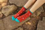 Lovely christmas style summer cotton socks in lower calf length for women