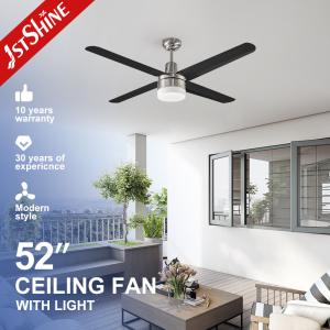 Quality Strong Wind 52 Inches Modern Copper Motor 4 Black LED SS Blade Ceiling Fan with Light wholesale