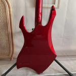 Custom Special Irregular Body Shape Transparent Red Electric Bass Guitar 4