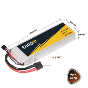 Quality 6000mAh 7.6v 2s1p Lipo Battery Remote Control Boat Battery High Voltage wholesale