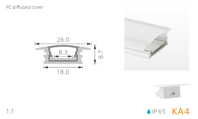 25*13mm IP65 waterproof mounted led strip channel lights recessed installation