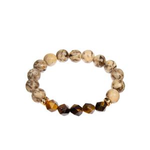 Quality Handmade Elastic Beaded Stone Bracelet , Unisex Natural Tiger Eye Bracelet wholesale
