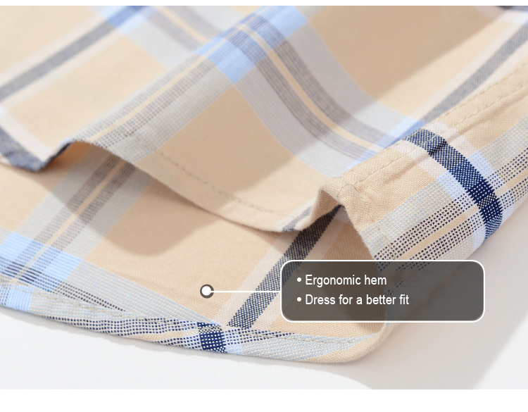 Casual Plaid Shirt 100% Cotton Oxford Cotton Anti-Wrinkle Breathable Thin Man Shirts