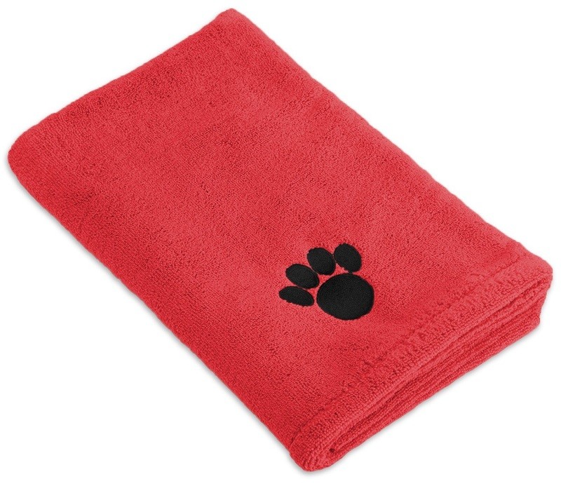 Gray Color Microfiber Pet Towel With Paw Embroider