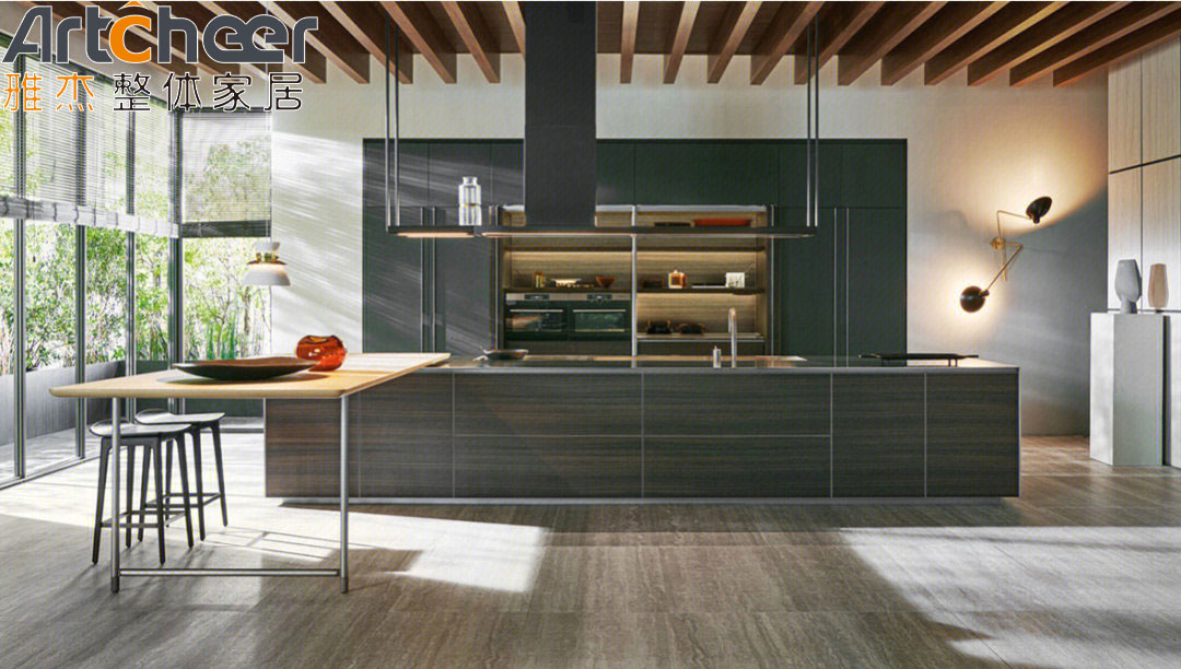 Base Customized Kitchen Cabinet Handles with Black Bench Top and Drawer Slide
