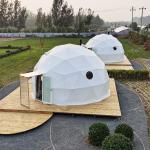 Heat Insulated Geodesic Dome Glass Door 6m Glamping Tourism Tent