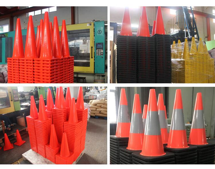 Roadway Safety High Visible Reflective Red PE Traffic Cones For Traffic Control