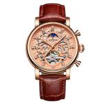 Gold Dial Tourbillon Mechanical Watch 30M Waterproof Pin Buckle