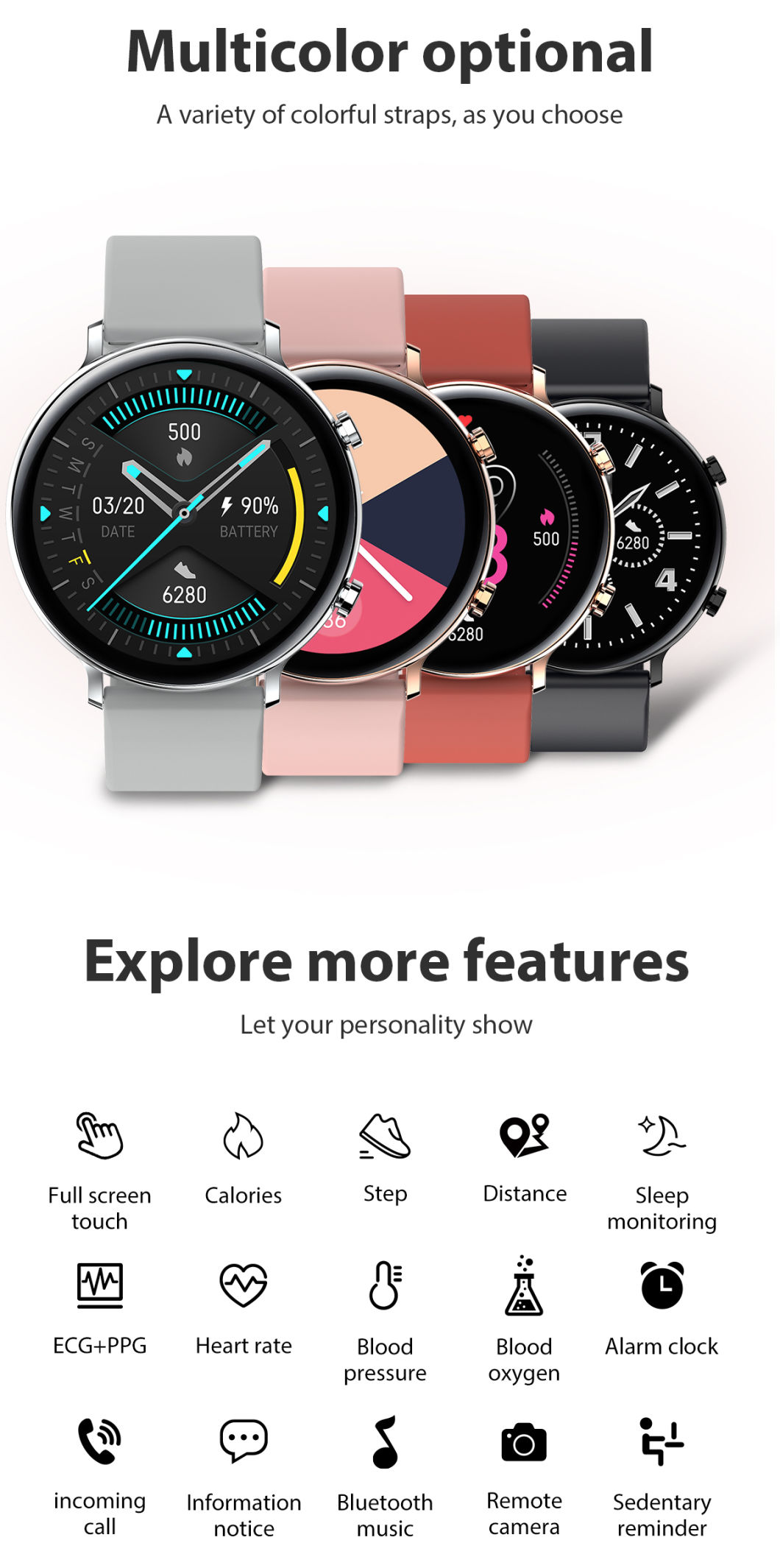 Remote Control Full Touch Screen Electronic Black Watch Gw53 Zinc Alloy Middle Frame Smartwatch for NFC