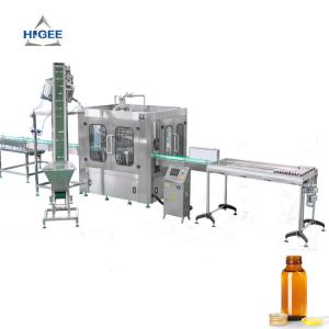 Quality Pharmaceutical 30ml 60ml 100ml glass bottle syrup liquid filling capping machine with self-adhesive labeling machine wholesale
