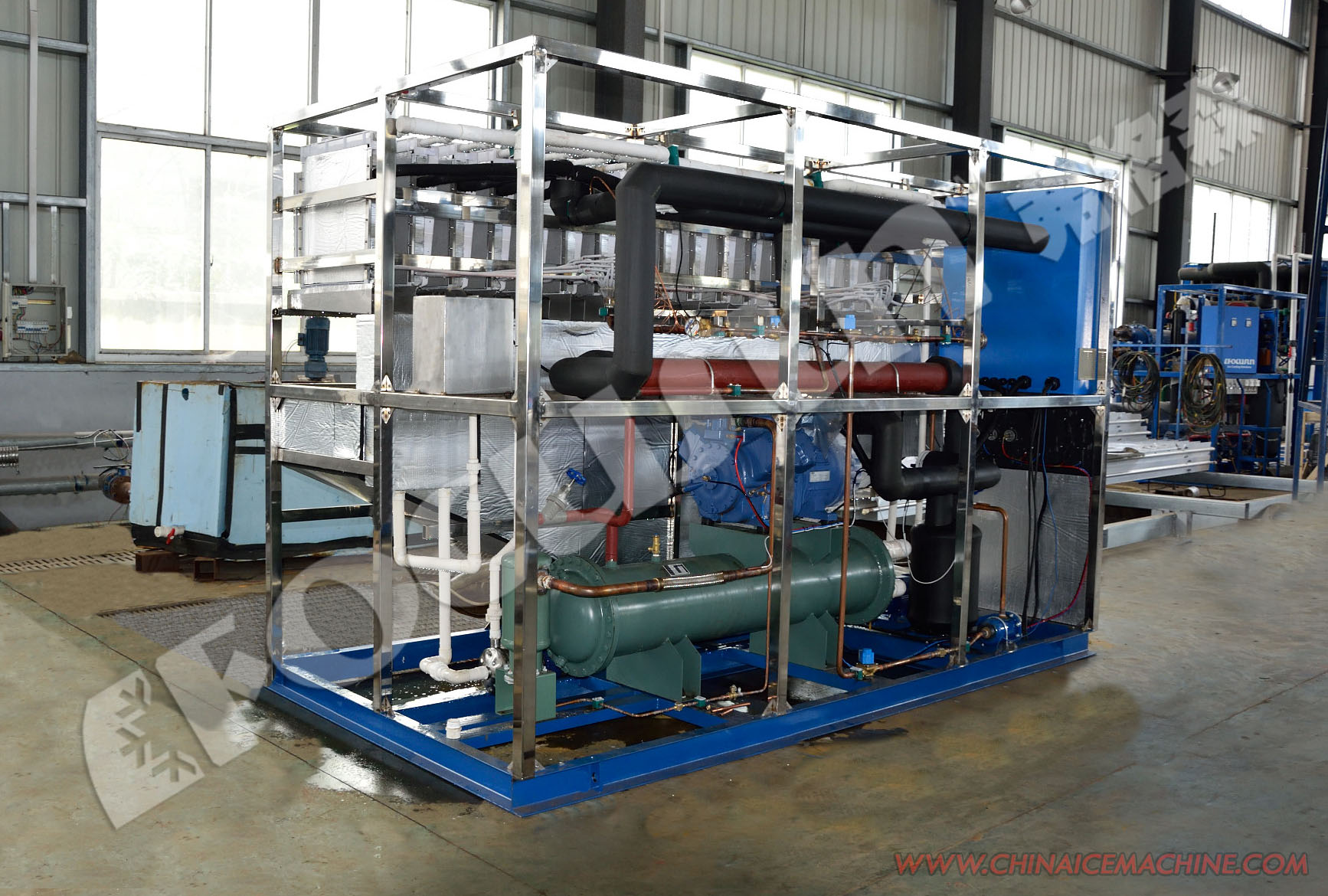 Stainless Steel Ice Cube Machine for Water Ww Pump Blue Brine Provided Supermarket