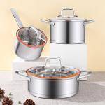 High Quality 3 Pieces Induction Cooking Pot Set Straight Pot Ollas 304 Stainless
