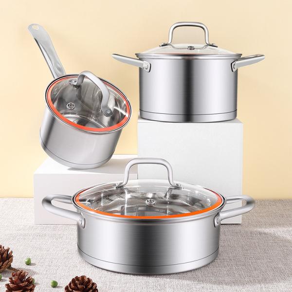 High Quality 3 Pieces Induction Cooking Pot Set Straight Pot Ollas 304 Stainless