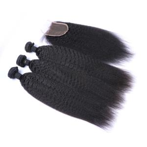 Quality 8a 10a Brazilian Yaki Kinky Straight Bundles 100% Virgin Human Hair With Closure wholesale