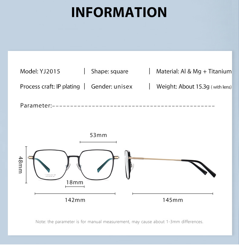 Al Mg Lightweight Glasses Frames Titanium With Non Prescription Lenses