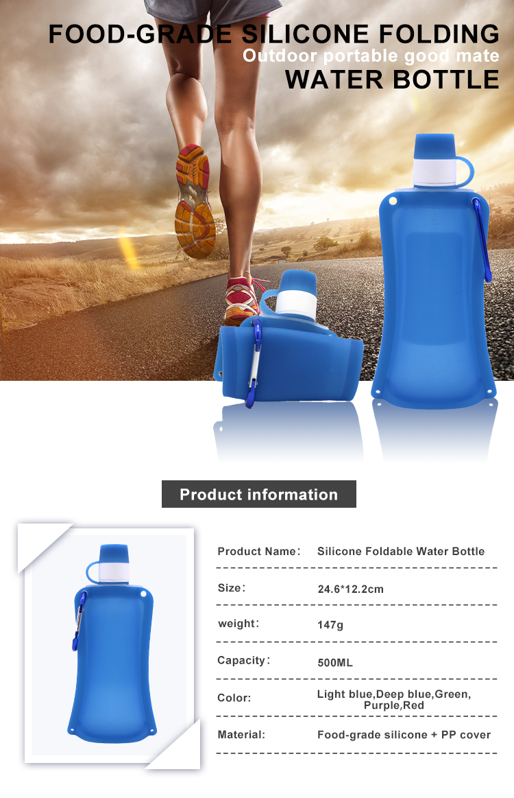 Anti Spill Silicone Expandable And Foldable Drinking Water Bottle