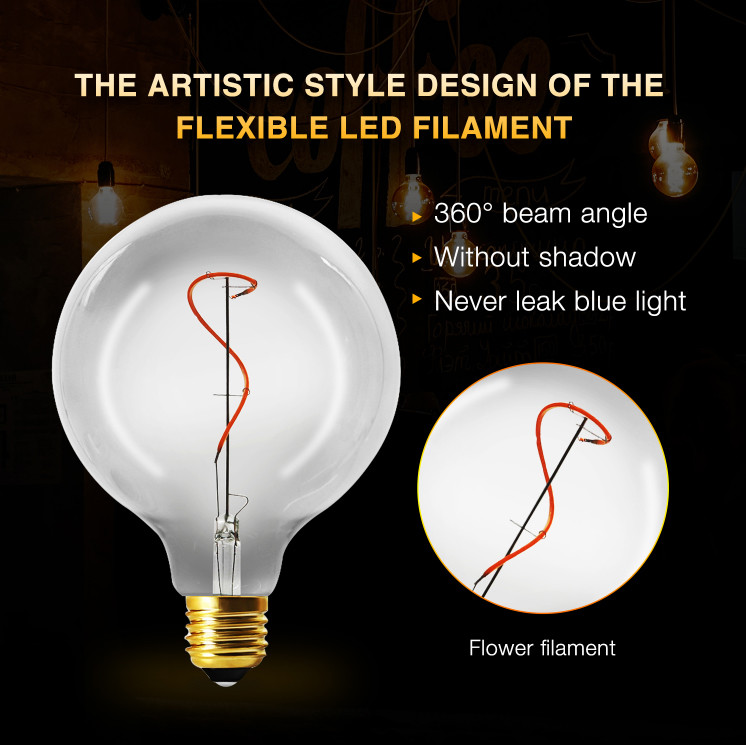 G125 Spiral LED Filament Bulb OEM Energy Saving LED Lamp 135lm