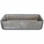Silver Chromed Rectangular Above Counter Sink Shinning Shallow Vessel Bathroom